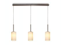 DK0776  Baymont 12cm Shade 3 Light Pendant Satin Nickel, Ivory Pearl